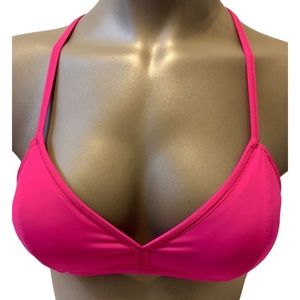 Oakley Women's Coral Pink Synergy Solid Reversible Power Triangle Bikini Top S